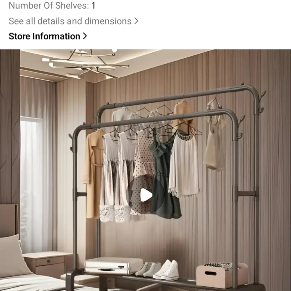 Black Metal/Plastic Clothing Rack